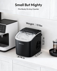 EUHOMY Countertop Ice Maker Machine with Handle, 26.5Lbs per Day, 9 Ice Cubes Re