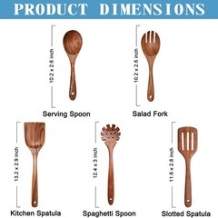 Wooden Spoons for Cooking Non-Stick Kitchen Pan Toolset 5 PCS Set,Natural Kitche
