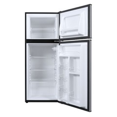 4.6. Cu Ft Two Door Mini Refrigerator with Freezer, Stainless Steel, New