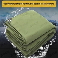 Canvas Tarp 26.5oz Heavy Duty Water and Mildew Resistant Tarpaulin RV Boat Cover