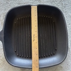 Vintage Roch Guss 11 Inch Flat Grill Fry Pan Wood Handle Made In Italy