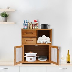 Bamboo Kitchen Countertop Cabinet Pantry Sideboard Storage Cabinet with Drawers