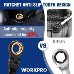 WORKPRO 5PCS Extra Long Ratcheting Wrench Set 8-19mm Combination Metric 72-Teeth
