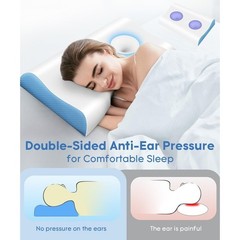 Cooling Memory Foam Pillow W/ Neck Support & Ear Pressure Relief Side Sleepers