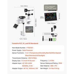 Uimoso 7-in-1 Wi-Fi Weather Station with 7.5-Inch VA Display and Wireless Sensor