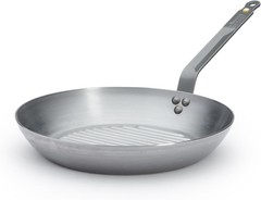 De Buyer 10.25″ Mineral B Carbon Steel Grill Pan for Grilling & Browning Meat
