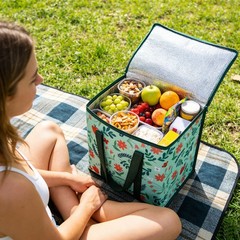 Large Insulated Cooler Bag Reusable Grocery Tote Bag Foldable for Picnics Travel