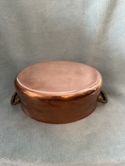 Williams Sonoma Oval Copper Cocotte Casserole Dutch Oven 2Qt Tin Lined France