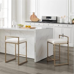 Crosley Furniture Harlowe 24.25″ Velvet/Metal Counter Stool in Gold (Set of 2)