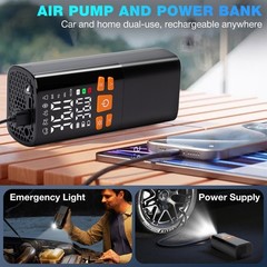 SHALL Tire Inflator Portable Air Compressor Portable Cordless,150PSI 3X Fast