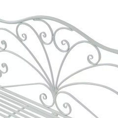 19.75 In. White Cast Iron Antique Outdoor Patio Garden Bench Seat-84B-077