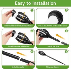 6 Pack LED Solar Flame Torch Lights Outdoor Flickering Garden Yard Pathway Lamps
