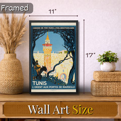 Tunis Tunisia Vintage Travel Poster Framed 11×17 Retro Wall Art Print Gift