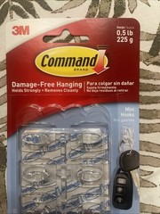 (Lot of 4) Command Mini Hooks Holds 0.5 Lb – #17006CLR-6 Hooks 8 Strips Ea. Pack