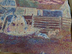 Horses & Barn Afghan Throw Tapestry Blanket 58×48 in P. Johnbuhl