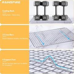 Stainless Steel Cooling Rack – Fits Quarter Sheet Pans Effortlessly