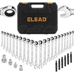 33PC Combination Ratchet Wrench Set SAE & Metric 72-Tooth Adapter Organizer Case