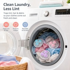 3 Reusable Laundry Lint Catcher & Pet Hair Remover Washing Machine Lint Mesh Bag