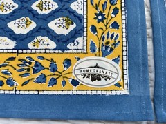x4 NWT Pomegranate Provence Placemats Blue Yellow Block Print Cotton India 13×19