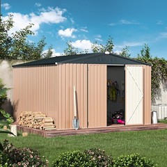 AECOJOY 4’x6’/ 6’x8′ Outdoor Metal Storage Shed for Garden Tools Lockable Door