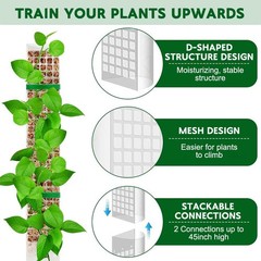4PCS Plastic Moss Poles for Climbing Plants 24 inch Indoor Plant Support Stakes