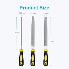 3Pcs Metal File Set, 8-Inch Professional High Carbon Steel Metal File, Includes