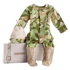 Big Dreamzzz Baby 2-Piece Layette Set in Backpack Gift Box, Tan, 0-6 Months Camo