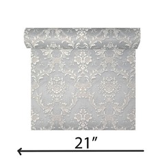 Satin gray silver tan Victorian damask faux silk fabric textured Wallpaper rolls