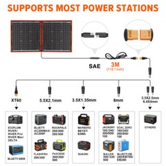 Dokio 300W 12V Foldable Mono Solar Panel Kit with Separate Controller for travel