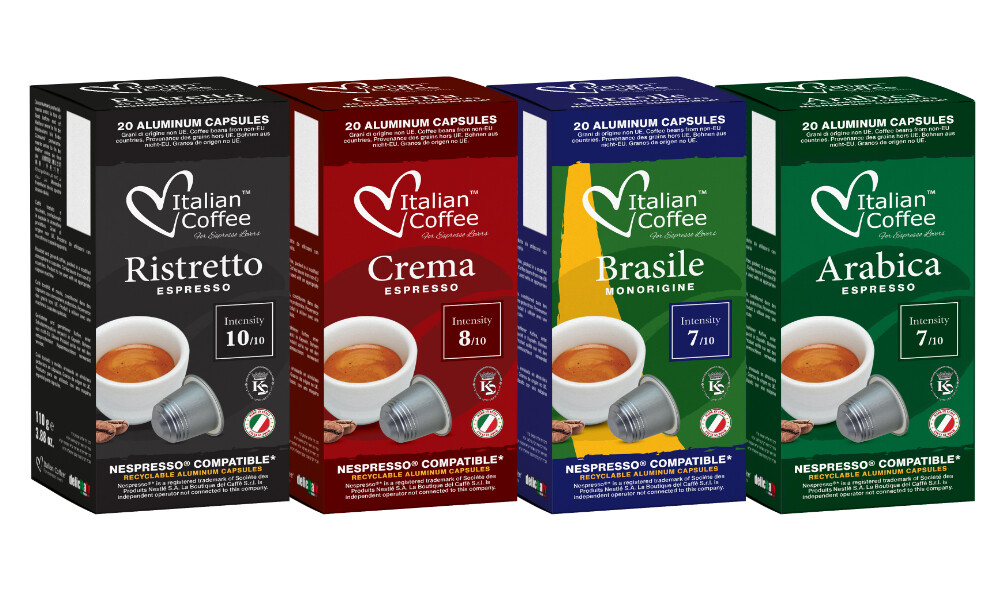 100 ITALIAN COFFEE Aluminum pods compatible w/ Nespresso Original FREE SHIPPING