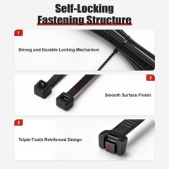 APIELE Cable Zip Ties 600 Pack BLACK Assorted Sizes 4 6 8 10 12 inch…