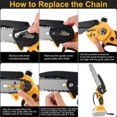 8 inch Electric Mini chainsaw Cordless Handheld Chain Saw 2 Chains for Dewalt