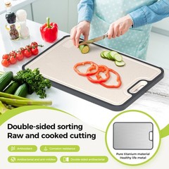 Titanium Cutting Board, Double~Sided, 15×10.3 in, Non~Porous, Odor Resistant