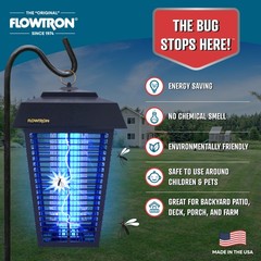 Flowtron Bug Zapper, Mosquito Zapper 1.5 Acre of Coverage, 80W Bulb, 5600V Grid