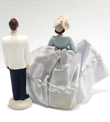 Vintage Chalkware Bride and Groom Wedding Cake Topper Figures