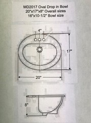 Drop-In Bathroom Sink in Bone color NEW