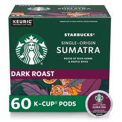 Starbucks K-Cup Coffee Pods, Dark Roast Coffee, Sumatra for Keurig Brewers, 100%