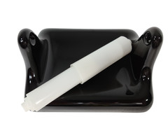 Black Ceramic TP Holder Toilet Paper Porcelain Mid Century Modern Vintage Retro