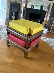 Set of 2 MCM Ethan Allen Stacking Footstools Stools Red & Green-15.75×9.75”!
