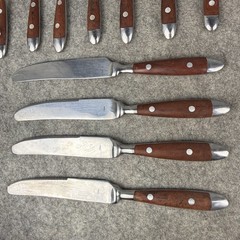 Williams Sonoma Cafe Bois Stainless Flatware Brown Woodgrain Bistro 40 Pc Set