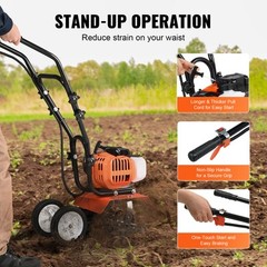 VEVOR Tiller Cultivator Gas Powered 43CC 2-Stroke Garden Cultivator Lawn Garden