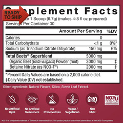 Total Beets Superfood Beet Root Powder with Nitrates to Support Circulation, Bl