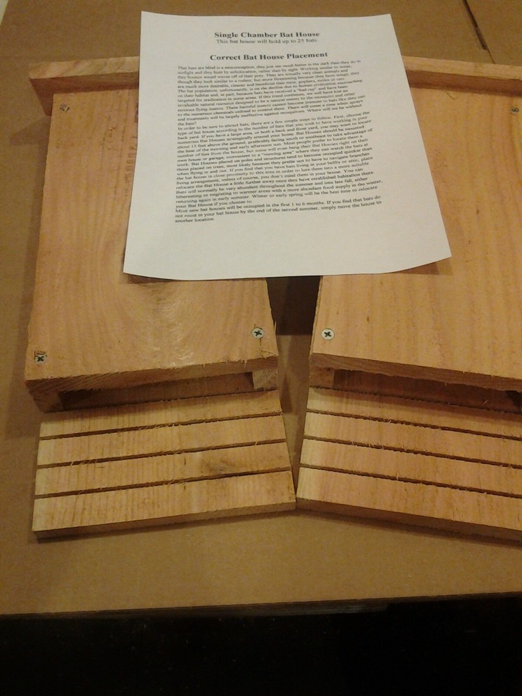 A set of two Handmade Cedar Single Chamber Bat House Made in USA.