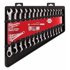 Milwaukee Tool 48-22-9516 15Pc Ratcheting Combination Wrench Set – Metric