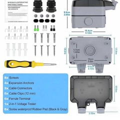 Double Outdoor Outlet with Box Waterproof IP66 Outdoor Electrical Receptacle, Ou