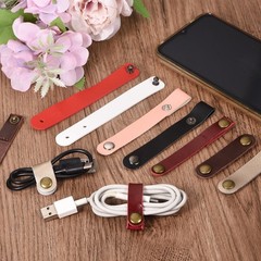 20Pcs Black/Light Brown Leather Cable Strap Cable Ties for Cord