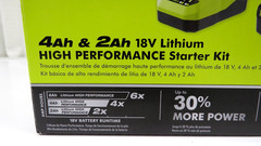 Ryobi 18V One+ 4Ah & 2Ah Lithium Battery High Performance Starter Kit W/Charger