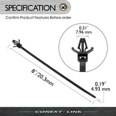 100 UV Nylon Cable Wire Zip Ties Arrow Head Push Mount 50 LBS 7.2″ Inch Black