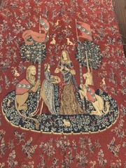 Vintage Tapestry The Lady & The Unicorn 26.5”x 46” Medieval Unfinished & Unframe