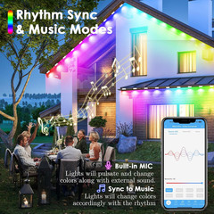 50FT Permanent Outdoor Lights, IP67 Waterproof Smart RGB LED Eave Lights with Ap